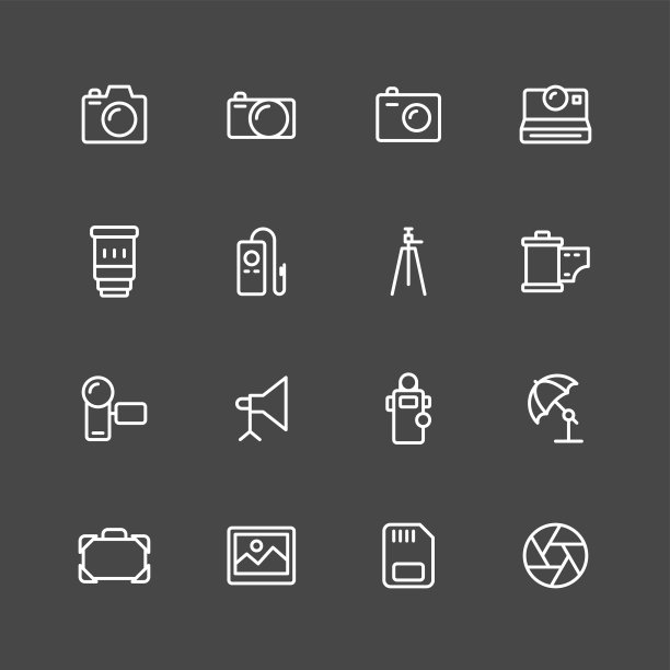 摄影图标-白色系列图片下载