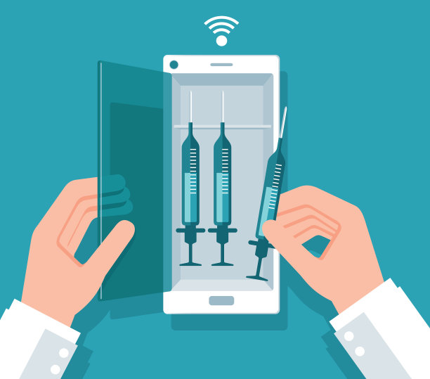 智能手机，手里拿着注射器图片下载