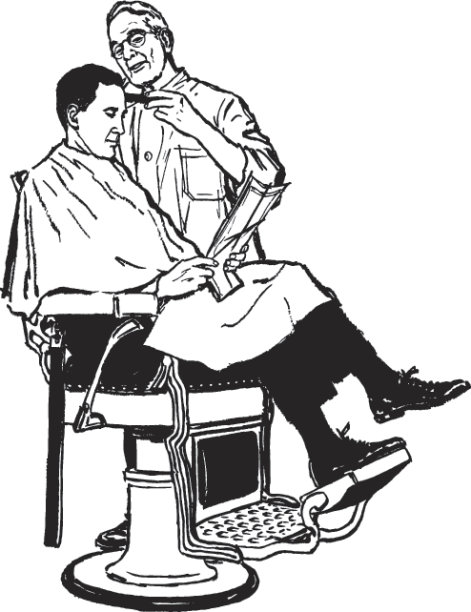 图示:顾客在理发店理发图片下载