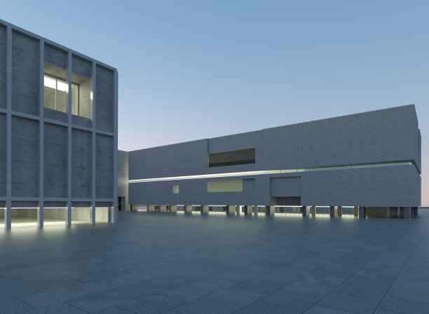 空旷的广场前的现代建筑图片下载