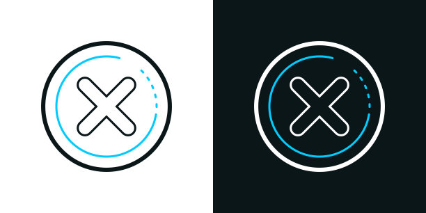 十字标记。黑色或白色背景上的双色线图标-可编辑的笔画图片下载