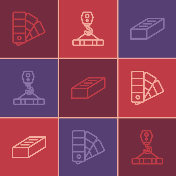 设置线调色板导向砖和吊钩图片下载