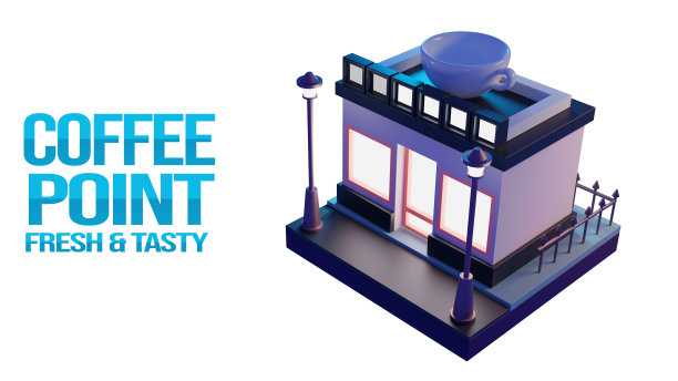 3d渲染的咖啡点在白色背景与排版图片下载