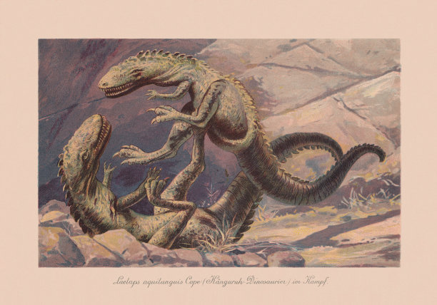 白垩纪的兽龙，石版印刷术，1900年出版图片下载