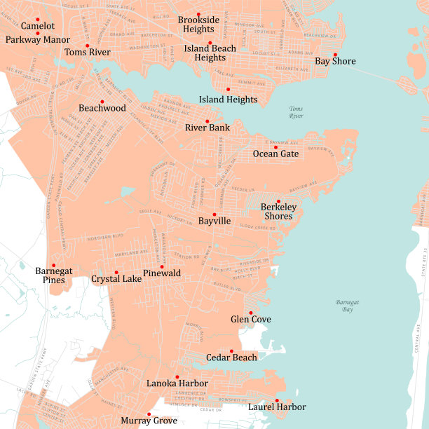新泽西海洋贝维尔矢量路线图图片下载