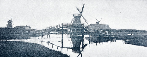 荷兰景观与风车图片下载