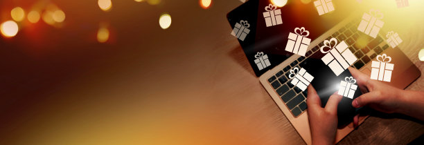 网上圣诞假日购物，销售和折扣的概念。横幅。图片下载