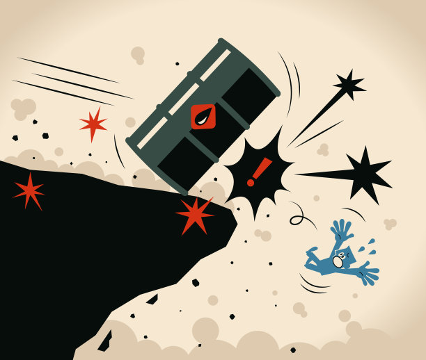 巨型油桶和悬崖边掉落的人群：受疫情影响原油需求崩溃图片下载