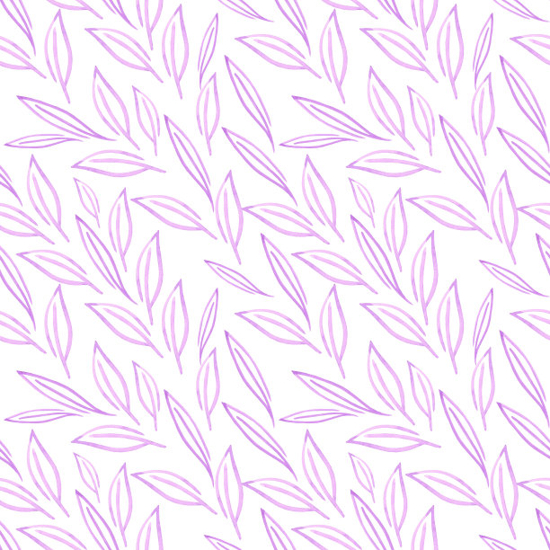 手绘水彩紫色叶子无缝图案隔离在白色背景。可用于纺织品、布艺、礼品包装及墙纸设计。图片下载