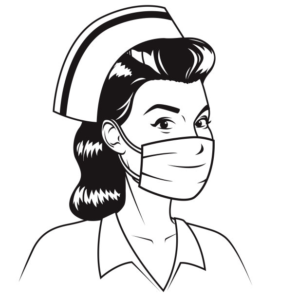 复古护士戴口罩图片下载