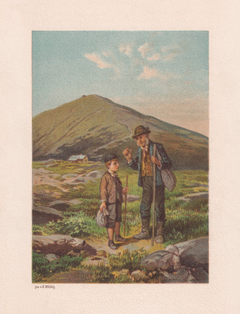 《登山客Krkonoše》，彩色印刷版，1890年出版图片下载