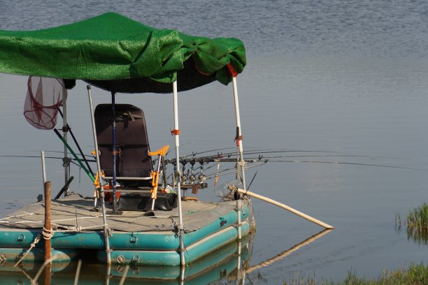 在湖上钓鱼的船图片下载