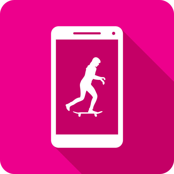 滑板女孩智能手机图标剪影图片下载