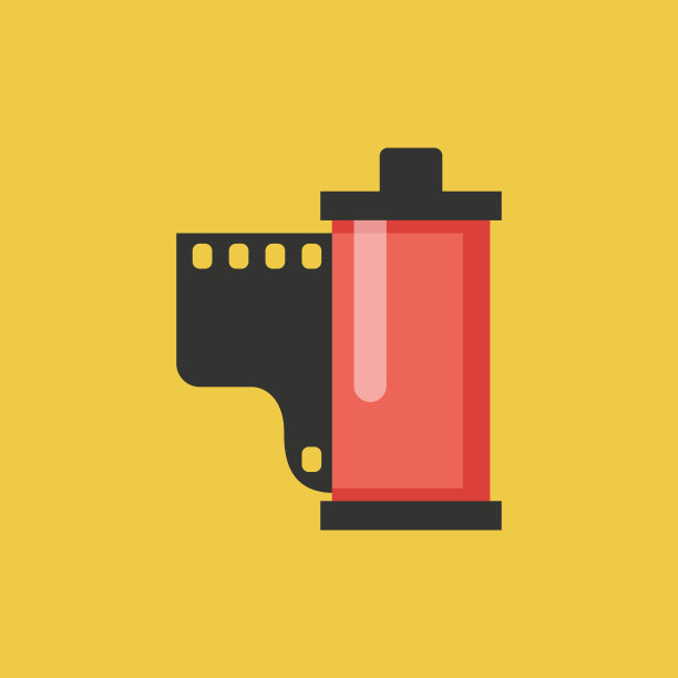 老式相机胶卷在平面风格图片下载