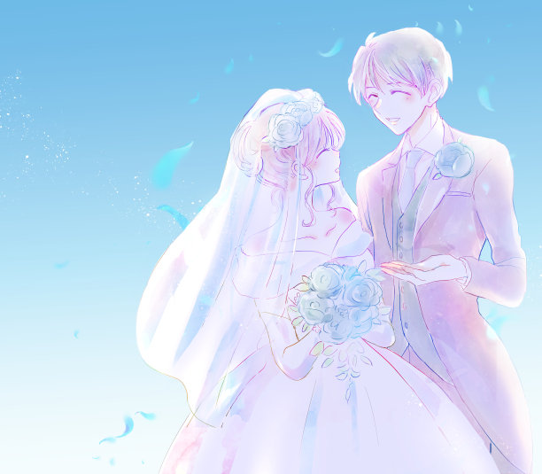 新娘新郎新婚快乐图片下载