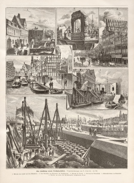 1888年德国汉堡港图片下载