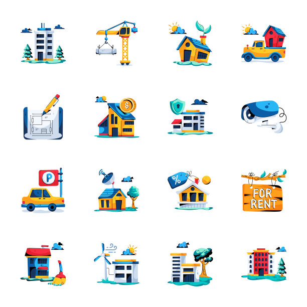 建筑平面图标包图片下载