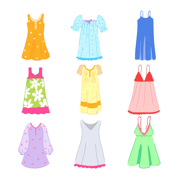 睡衣女人集卡通矢量插图图片下载