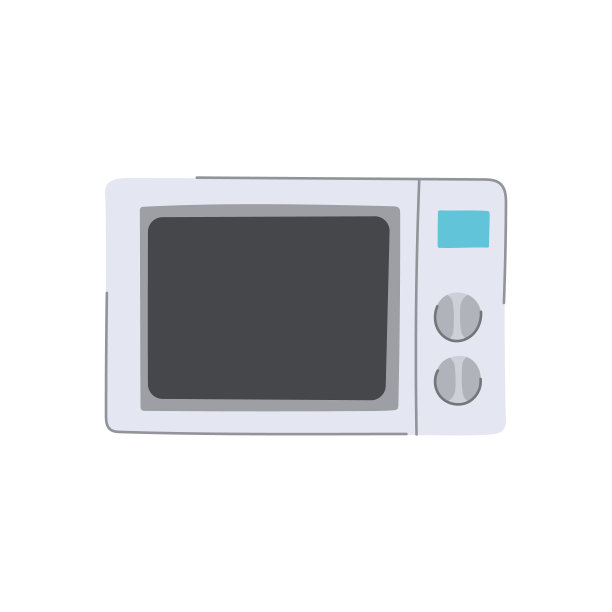 按钮微波炉卡通矢量插图图片下载