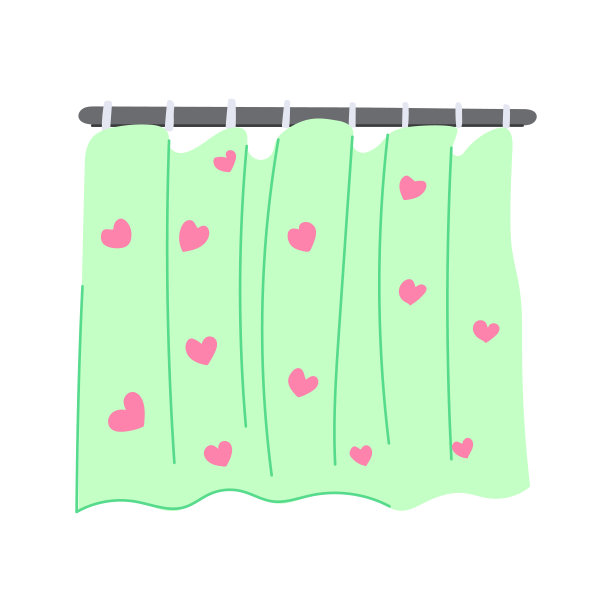纺织品浴帘卡通矢量插图图片下载