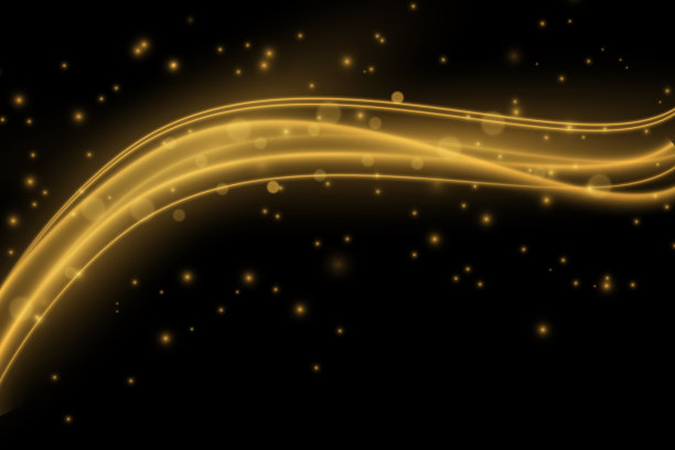 光效与发光的金色波浪线和火花隔离图片下载