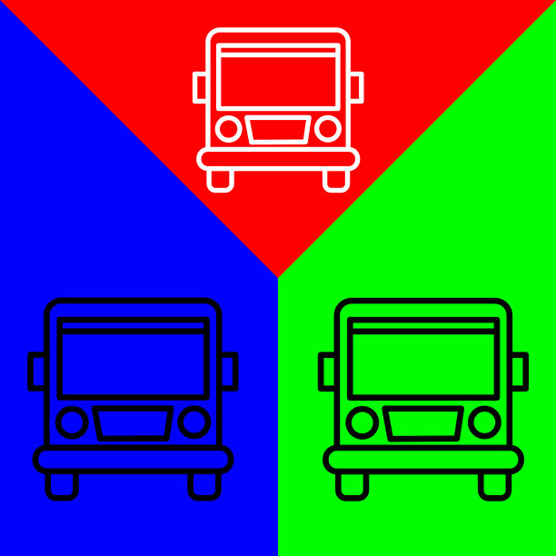 公交车矢量图标，轮廓样式，隔离在白色背景上。图片下载
