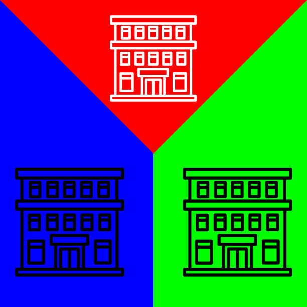 酒店矢量图标，轮廓风格，隔离在白色背景上。图片下载