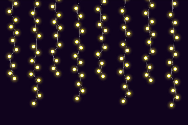 圣诞彩灯孤立的现实设计元素。图片下载