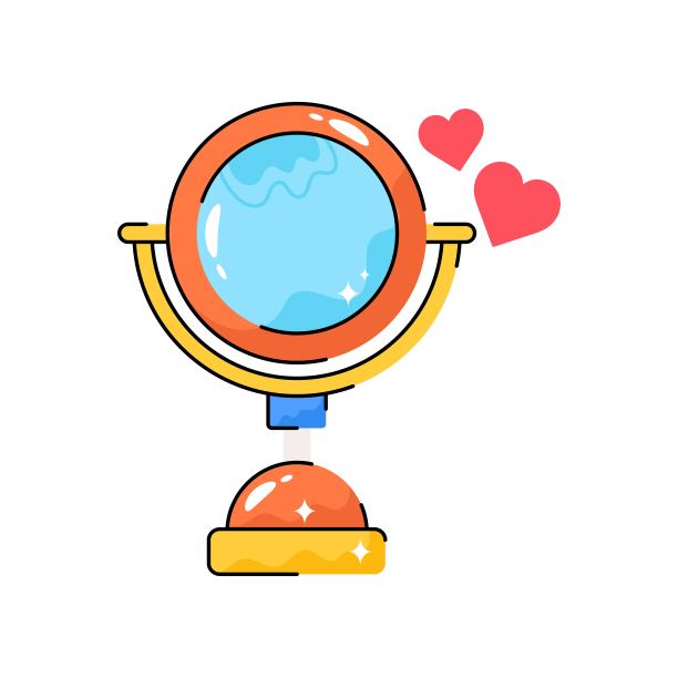 镜子涂鸦矢量轮廓贴纸。EPS 10文件图片下载