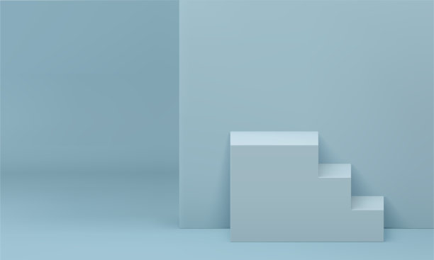 3d平台楼梯水平台阶基础进度成就透视展厅设计向量图片下载