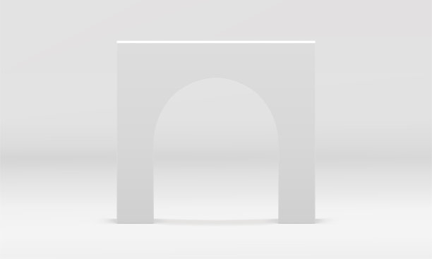 白色3d拱门高级大门出口入口装饰元素前视图现实矢量插图图片下载