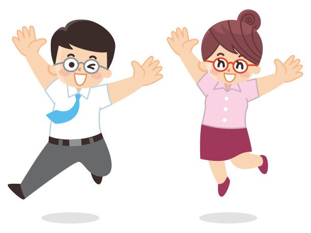 一个微笑的商人在跳。很酷的商业。图片下载