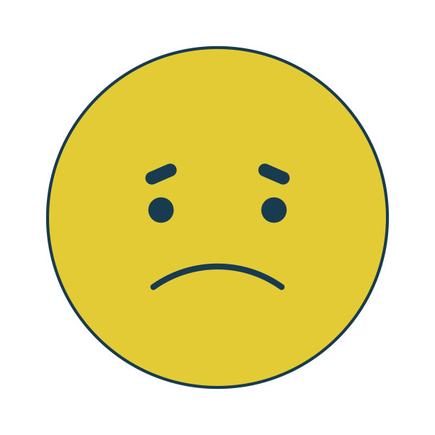 悲伤黄色表情符号平线颜色隔离矢量图标图片下载