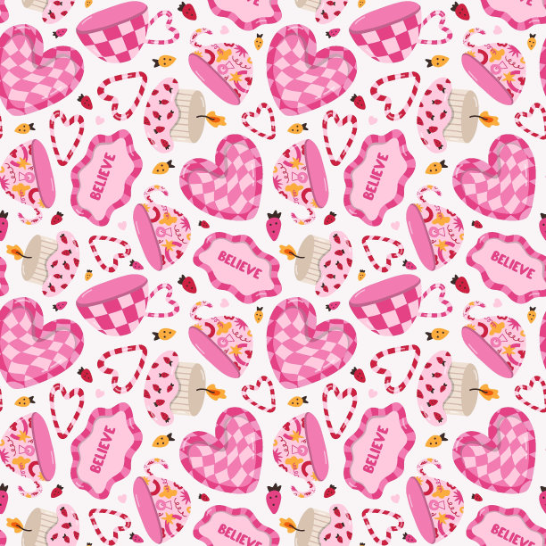 俏皮的餐具无缝图案与涂鸦在明亮的颜色。浪漫印花彩色陶器，手工陶瓷，厨房餐具，可爱的杯子和盘子，时髦的烛台。酷壁纸打印。图片下载