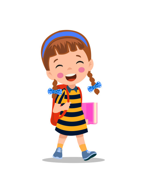 可爱的男孩走路上学图片下载