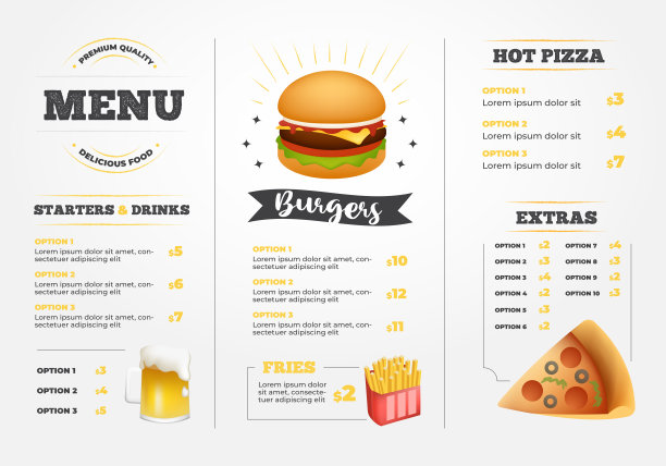 快餐店菜单小册子设计矢量模板图片下载