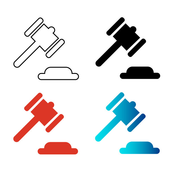 抽象法庭锤子剪影插图图片下载