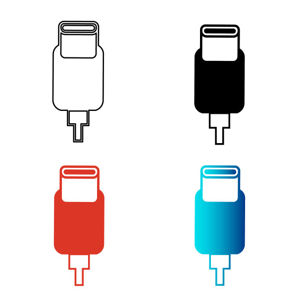 Usb C型剪影插图图片下载