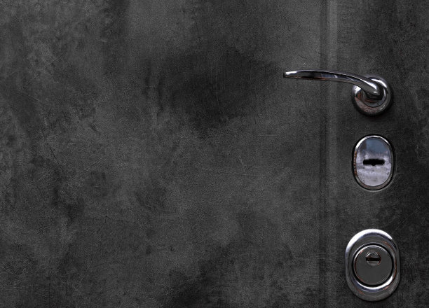 门锁。街道前门。前门的特写镜头。安全的概念。副本的空间。图片下载