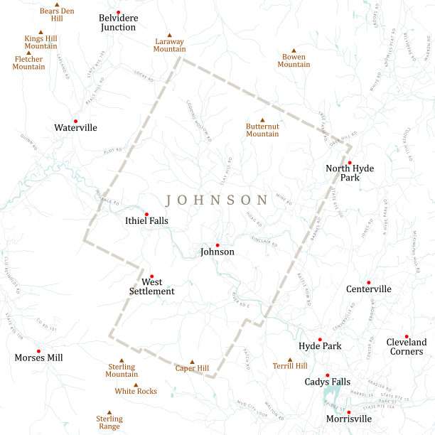 VT Lamoille Johnson矢量路线图图片下载