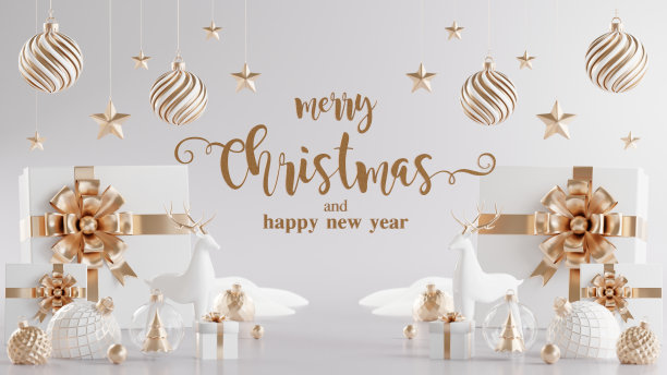 3d渲染插图讲台冬季圣诞节与圣诞树，圣诞老人，礼品盒，丝带，球，雪，产品，促销销售，演示台座3d渲染背景色。图片下载