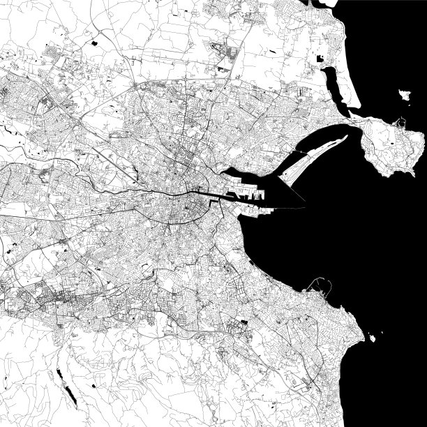 都柏林，爱尔兰矢量地图图片下载