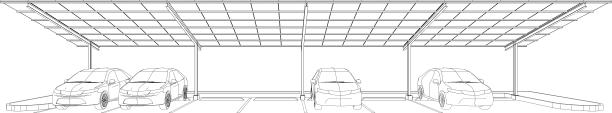 太阳能车棚的3D插图图片下载
