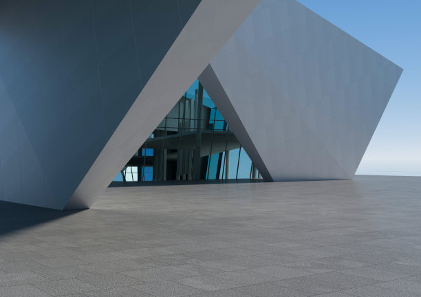 空旷的广场前的现代建筑图片下载