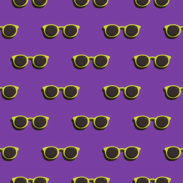 无缝图案的黄色太阳镜在3D图片下载