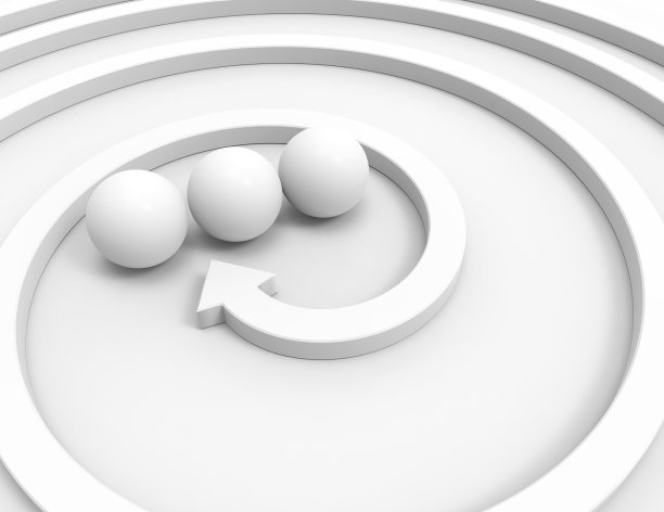 三维箭头与白色球体抽象图片下载