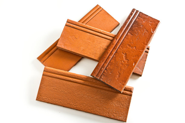 各种红色瓷砖隔离在白色背景图片下载