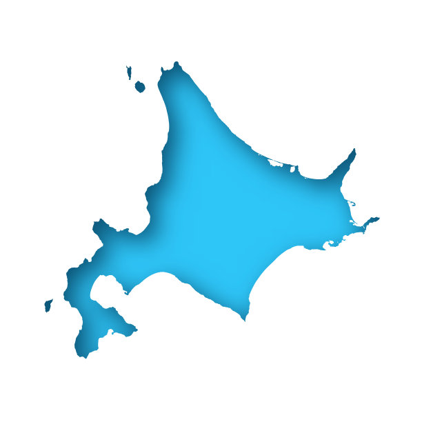 北海道地图-白纸，蓝色背景图片下载