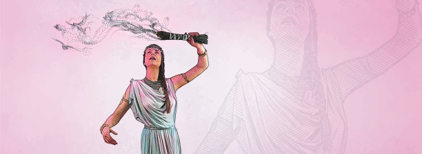 雕刻的是一个灵性的女人在进行圣人熏黑仪式用烟雾变形成飞翔的鸽子图片下载