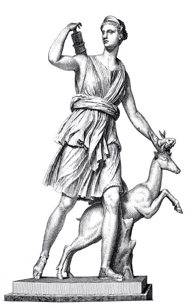 罗马狩猎女神戴安娜，巴黎的大理石雕像图片下载